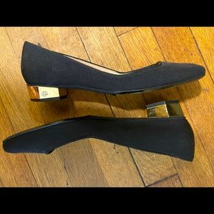 Tory Burch Black Flats w Gold Heel 9M